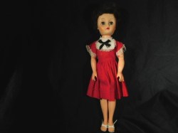 14'' 1958 DELUXE READING BRUNETTE TEEN DOLL, ORIGINAL RED DRESS